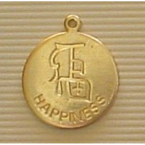 15mm Chinese Happiness Tag - Raw Brass - Pack of 4 15mm Chinese Happiness Tag - Raw Brass - Pack of 4