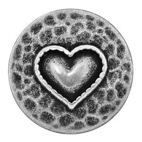 23mm Heartfelt Antique Silver Shank Button - Each 23mm Heartfelt Antique Silver Shank Button - Each