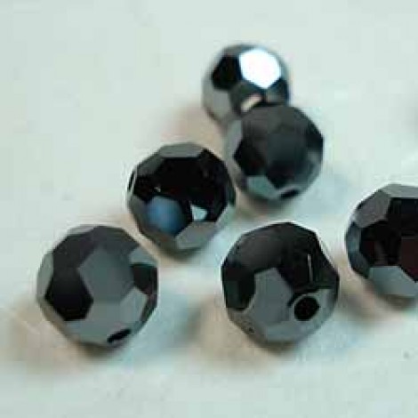 6mm Swarovski Crystal Round Beads - Jet Hematite 2X