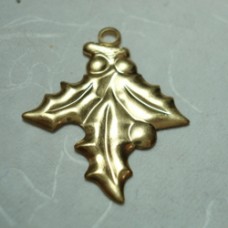 23mm Holly Raw Brass Charm - Each