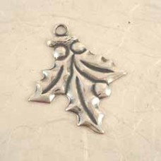 22x17mm Sterling Silver Plated Holly Charm - Pack of 2