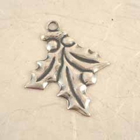 22x17mm Sterling Silver Plated Holly Charm