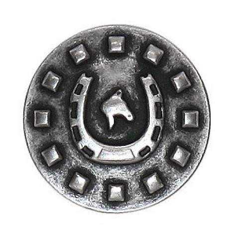 20mm Antique Silver Horseshoe Shank Button
