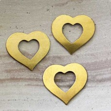 7/8" (22mm) 24ga Raw Brass Open Heart Blank - Pack of 10