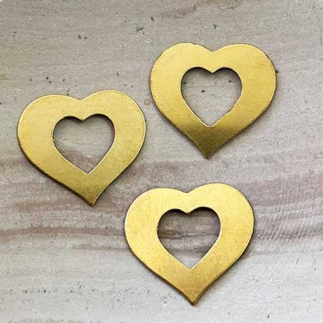 7/8" (22mm) 24ga Raw Brass Open Heart Blank - Pack of 10 7/8" (22mm) 24ga Raw Brass Open Heart Blank - Pack of 10