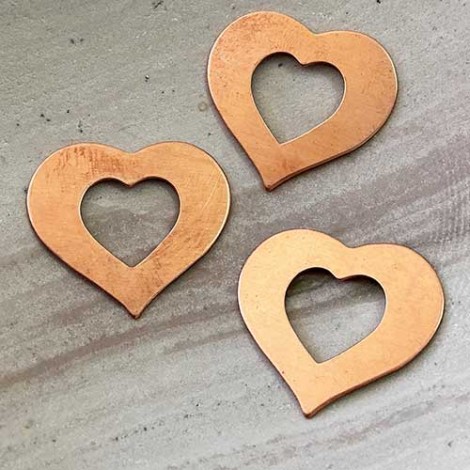 7/8" (22mm) 24ga ImpressArt Copper Open Heart Blank - Pack of 10