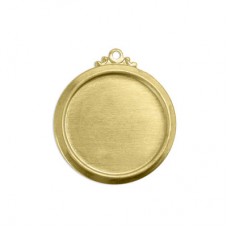 12mm ID Brass Circle Bezel with Fancy Ring - Pack of 6