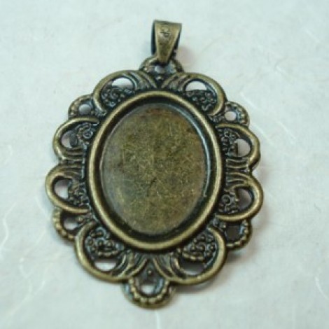 24x39mm Ant Bronze Alloy Pendant Bezels - Pack of 10