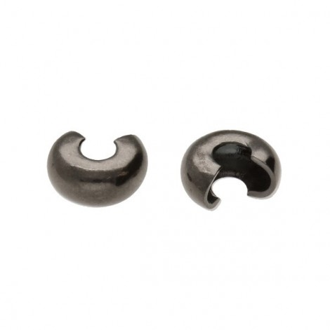 3mm Beadsmith Black Plated Nickel Free Crimp Covers - Pack of 72