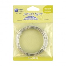 Tinned Copper (Silver) Artistic Wire - 12ga (2mm) - 10ft Coil (3m)