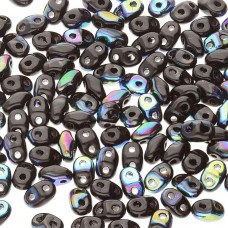 2x4mm Czech MiniDuo Beads - Jet AB - 8gm