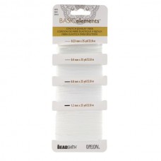 Beadsmith Opelon Stretch Jewellery Fibre Assortment -  White - 25yd in each of .23mm, .4mm, .8mm + 1.2mm