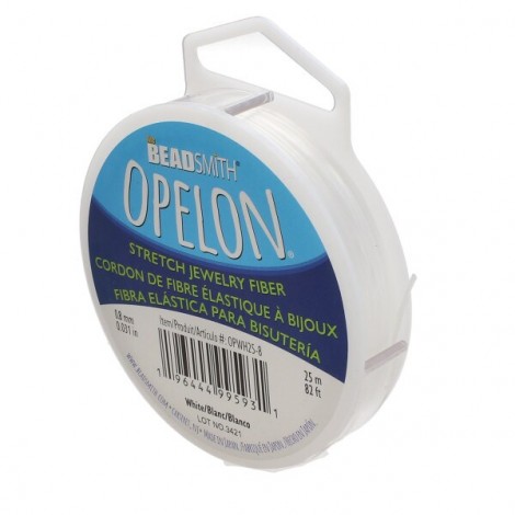 .8mm Beadsmith Opelon Stretch Jewellery Fibre - White - 25m
