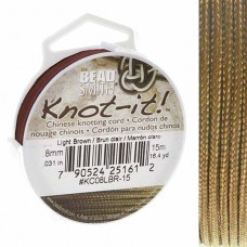 0.8mm Beadsmith Chinese Knotting Cord - Light Brown - 15m