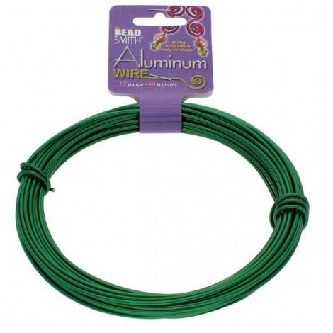 12ga Decorative Aluminium Wire - Kelly Green - 12 metres Spool