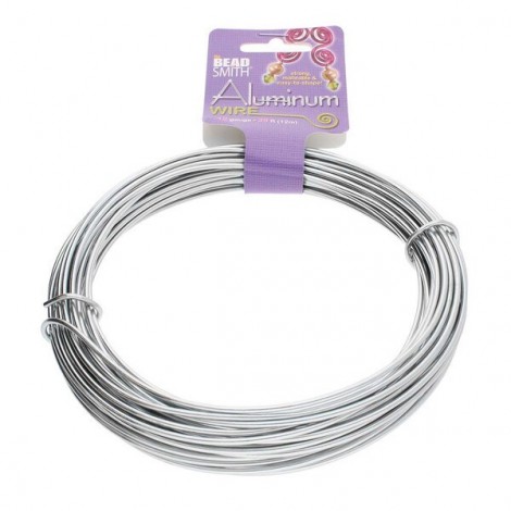 12ga (2mm) Beadsmith Decorative Aluminium Wire - Silver - 12m Roll