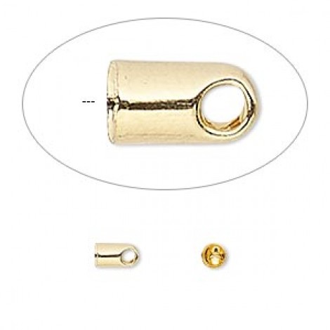 5.5x3.5mm Gold Plated Cord Ends (2-2.5mm cord) - Pack of 20