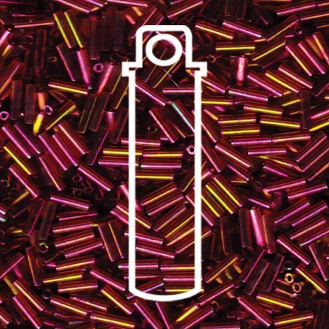 Miyuki #2 6mm Bugle Beads - Dark Topaz Rainbow Gold Luster - 17gm