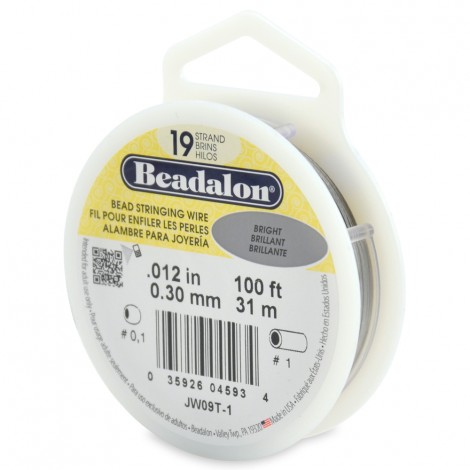 .012" (.30mm) Beadalon 19st Beading Wire - Bright - 100ft (30m)