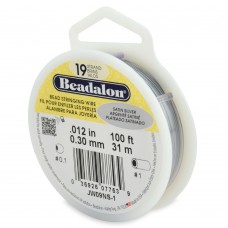 .012" (.30mm) Beadalon 19st Satin Silver Beading Wire - 100ft (30m)