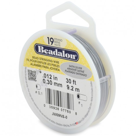 .012" (.30mm) Beadalon 19st Satin Silver Beading Wire - 30ft (9.1m)