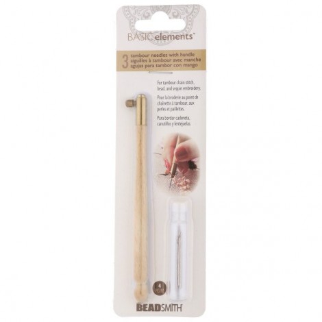 Beadsmith Tambour 3-Needle Set with Wooden Handle - Fine, Medium & Heavy (70, 100, 120) Beadsmith Tambour 3-Needle Set with Wooden Handle - Fine, Medium & Heavy (70, 100, 120)