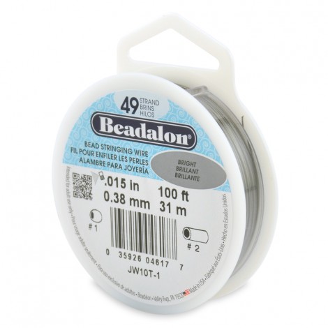 .015" (0.38mm) Beadalon 49 str Beading Wire - Bright - 100ft (30m) .015" (0.38mm) Beadalon 49 str Beading Wire - Bright - 100ft (30m)
