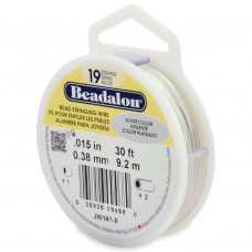 .015" (0.38mm) Beadalon 19st Satin Silver Beading Wire - 30ft (9.2m)