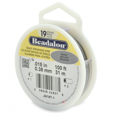 .015" (0.38mm) 19 Strand Beadalon Beading Wire - Bright - 100ft (31m)