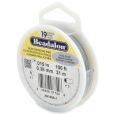 .015" (.38mm) Beadalon 19st Satin Silver Beading Wire - 100ft (30m)