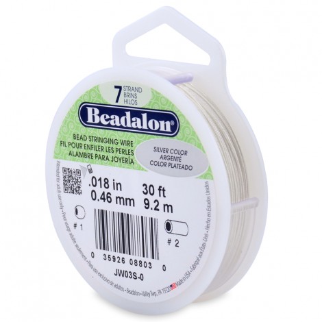 .018" 7st Beadalon Beading Wire - White - 30ft (9.2m)