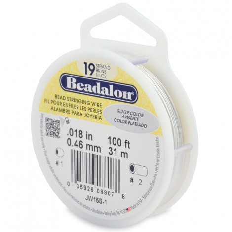 .018" Beadalon 19 St Beading Wire - Silver Colour - 100ft (30m)
