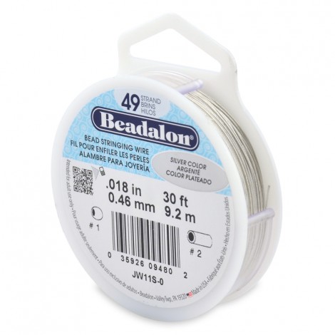 .018" Beadalon 49st Silver Color Beading Wire - 30ft (9.2m)