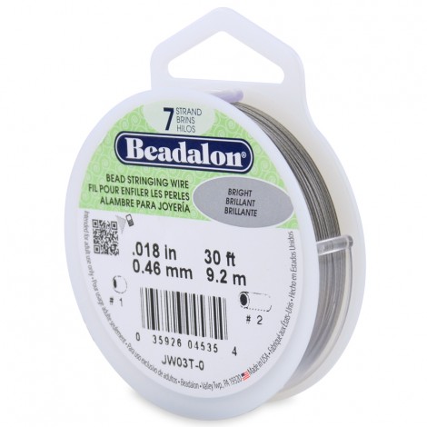 .018" Beadalon 7 Strand Beading Wire - Bright - 30ft (9.2m)