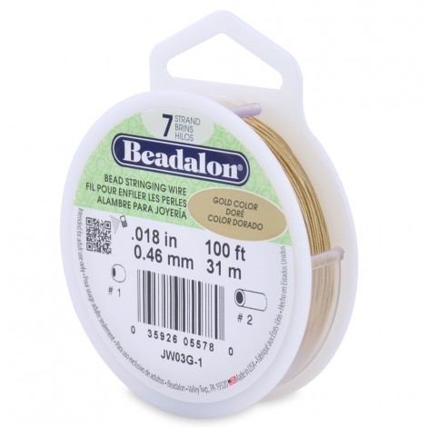 .018" Beadalon 7 Strand Gold Color Beading Wire - 100ft (31m)