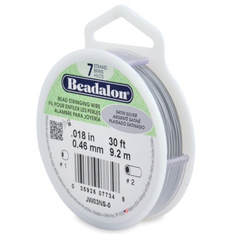 .018" Beadalon 7 Strand Satin Silver Beading Wire - 30ft (9.2m)