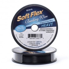 .024" 49st Soft Flex Beading Wire - Black - 9.2m (30ft)