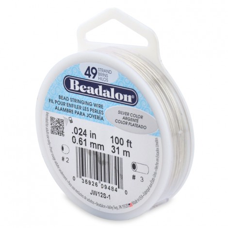 .024" 49st Beadalon Silver Color Beading Wire 100ft (30m)
