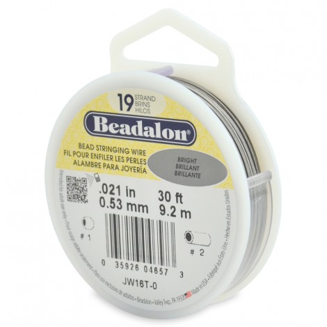 .021" 19st Beadalon Beading Wire - Bright - 30ft (9.2m)