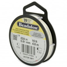 .024" 19st Beadalon Silver Pl Beading Wire - 15ft (4.5m)