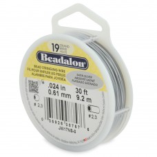 .024" Beadalon 19st Beading Wire - Satin Silver - 30ft (9.2m)