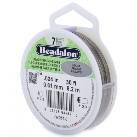 .024" Beadalon 7 Strand Beading Wire - Bright - 30ft (9.2m)