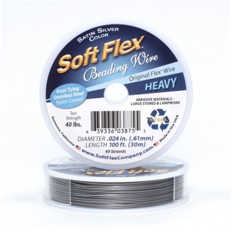 .024" Soft Flex Satin Silver Beading Wire - 100ft (31m)