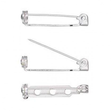 1" (25mm) Silver Plated Bar Pin-Back with Locking Bar - Pack of 10