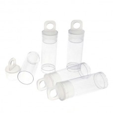 1.5" x 9/16" (37x14mm)  Round Plastic Tubes w/Hangable Lids - Pack of 10
