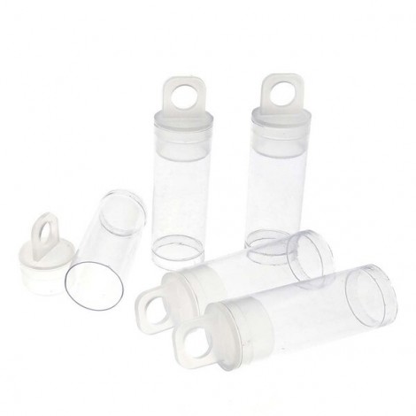 1.5" x 9/16" (37x14mm)  Round Plastic Tubes w/Hangable Lids - Pack of 10