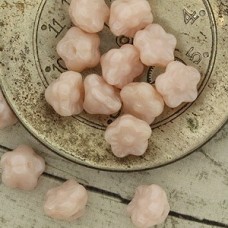 7mm Button Style Czech Flower Beads - Soft Peach Opal - Pack of 10