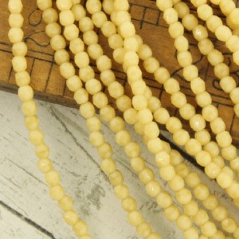 True 2mm Czech Firepolish Beads - Antique Beige - Pack of 50