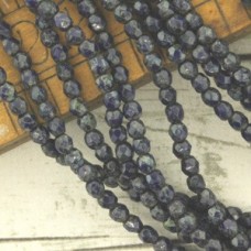 True 2mm Czech Firepolish Beads - Navy Blue Picasso