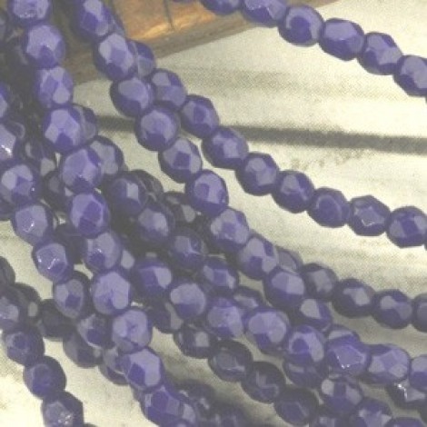 True 2mm Czech Firepolish Beads - Navy Blue - Pack of 50